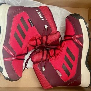 Adidas Kids Red and Burgundy Boots